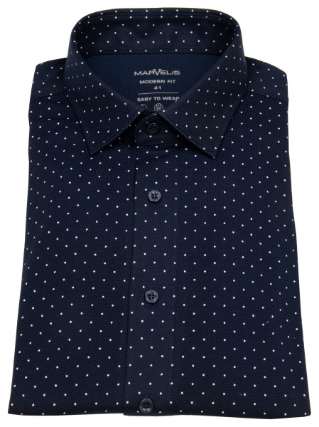 Marvelis Hemd - Modern Fit - Easy To Wear Jersey - dunkelblau / weiß - ohne OVP - 7342 14 18 