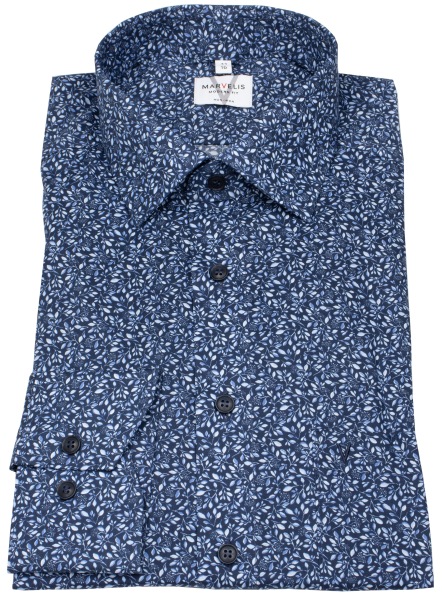 Marvelis Hemd - Modern Fit - floraler Print - dunkelblau / hellblau - 7240 84 18 