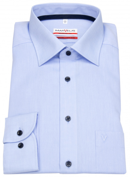 Marvelis Hemd - Modern Fit - Kentkragen - Kontrastknöpfe - hellblau - 7330 24 11 