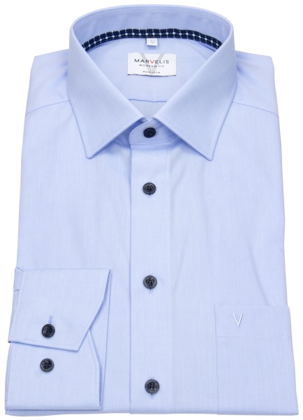 Marvelis Hemd - Modern Fit - Kentkragen - Kontrastknöpfe - hellblau - 7211 44 11 