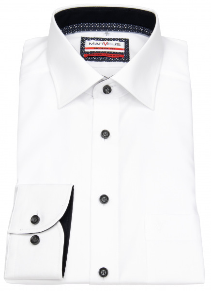 Marvelis Hemd - Modern Fit - Kentkragen - Kontrastknöpfe - weiß - 7326 24 68 