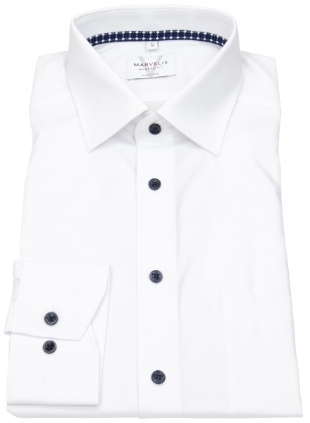 Marvelis Hemd - Modern Fit - Kentkragen - Kontrastknöpfe - weiß - ohne OVP - 7211 44 00 