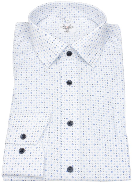 Marvelis Hemd - Modern Fit - Print - blau / weiß - 7226 84 11 