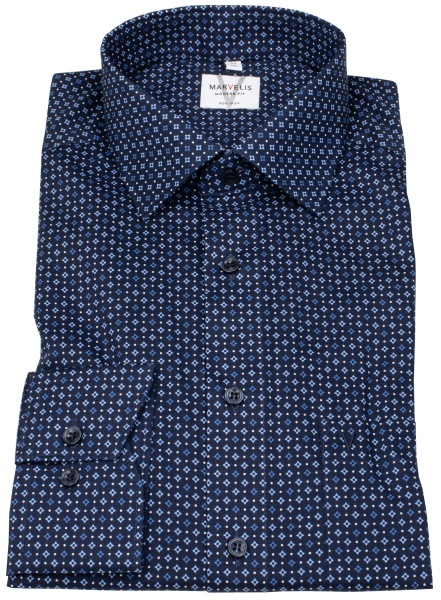 Marvelis Hemd - Modern Fit - Print - dunkelblau / hellblau - 7226 84 18 