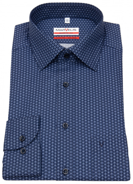 Marvelis Hemd - Modern Fit - Print - dunkelblau / weiß - 7288 34 18 