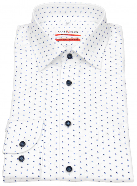Marvelis Hemd - Modern Fit - Print - Kontrastknöpfe - weiß - 7257 24 11 