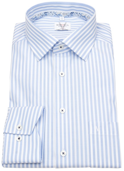 Marvelis Hemd - Modern Fit - Streifen - hellblau / weiß - 7238 74 11 