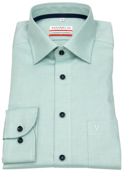 Marvelis Hemd - Modern Fit - Struktur - grün / weiß - 7302 34 45 