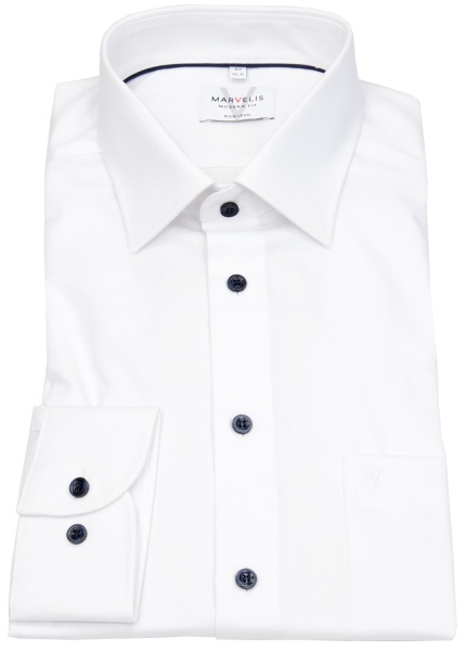 Marvelis Hemd - Modern Fit - Struktur - Kontrastknöpfe - weiß - ohne OVP - 7202 44 00 