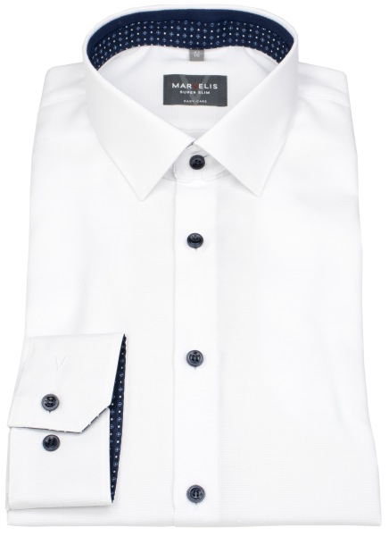 Marvelis Hemd - Super Slim Fit - Struktur - Kontrastknöpfe - weiß - 7408 84 00 