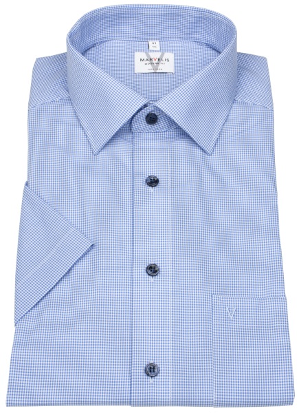 Marvelis Kurzarm Hemd - Modern Fit - Vichykaro - blau / weiß - 7340 72 11 