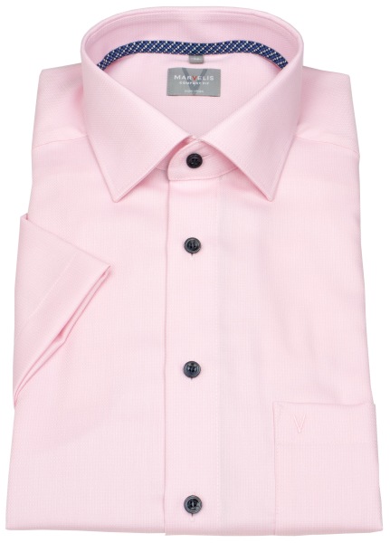 Marvelis Kurzarmhemd - Comfort Fit - Kentkragen - Kontrastknöpfe - rosé - 7022 72 30 