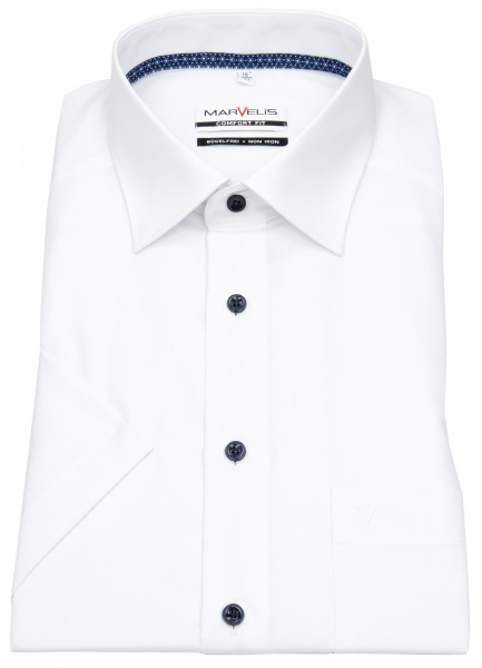 Marvelis Kurzarmhemd - Comfort Fit - Kentkragen - Kontrastknöpfe - weiß - 7076 32 00 