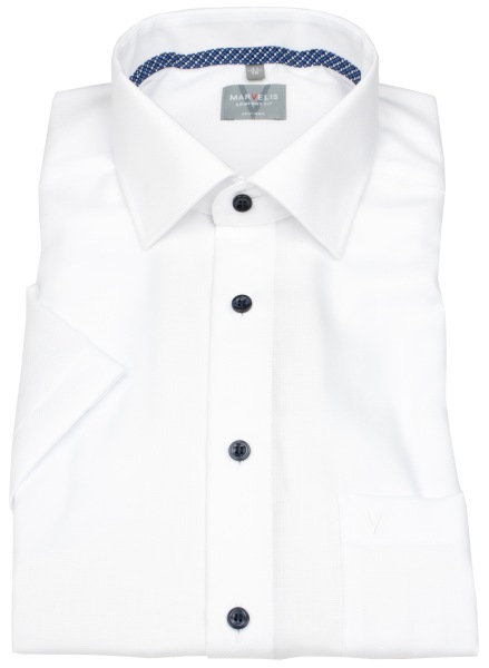 Marvelis Kurzarmhemd - Comfort Fit - Kentkragen - Kontrastknöpfe - weiß - 7022 72 00 