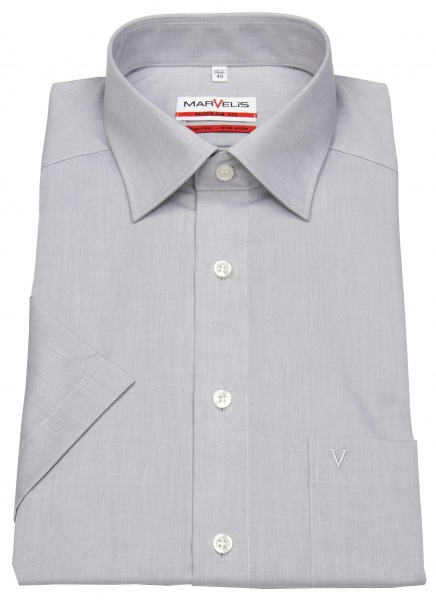 Marvelis Kurzarmhemd - Modern Fit - Chambray - grau - 4704 12 60 