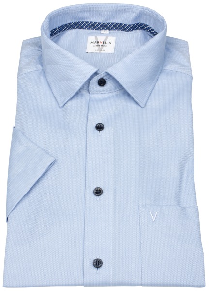 Marvelis Kurzarmhemd - Modern Fit - Kentkragen - Kontrastknöpfe - hellblau - 7222 72 11 