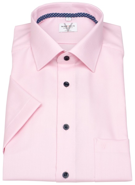 Marvelis Kurzarmhemd - Modern Fit - Kentkragen - Kontrastknöpfe - rosé - 7222 72 30 