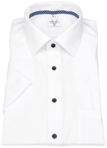 Marvelis Kurzarmhemd - Modern Fit - Kentkragen - Kontrastknöpfe - weiß - 7222 72 00 