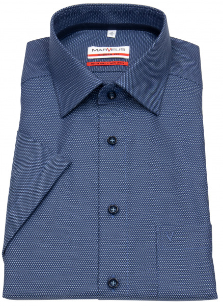 Marvelis Kurzarmhemd - Modern Fit - Kentkragen - Struktur - blau / hellblau - 7302 32 18 