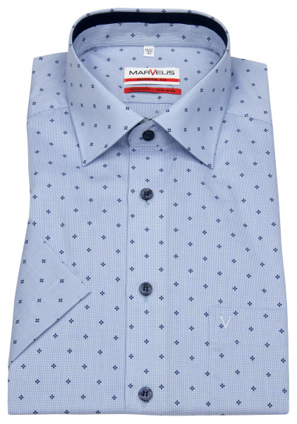 Marvelis Kurzarmhemd - Modern Fit - Kontrastknöpfe - hellblau - 7386 12 11 