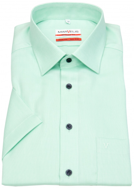 Marvelis Kurzarmhemd - Modern Fit - Kontrastknöpfe - Struktur - hellgrün - 7239 32 40 