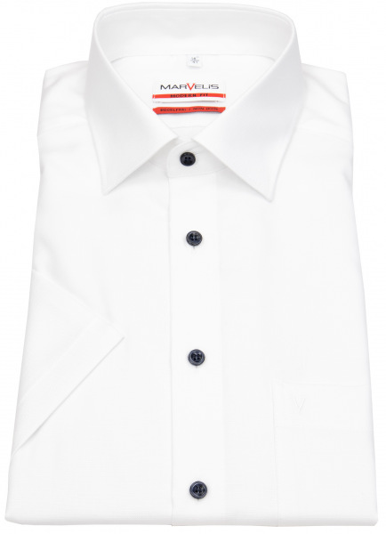 Marvelis Kurzarmhemd - Modern Fit - Kontrastknöpfe - Struktur - weiß - 7239 32 00 