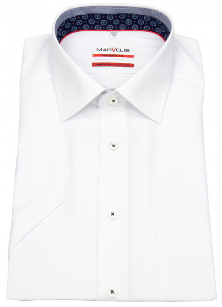 Marvelis Kurzarmhemd - Modern Fit - Patch - Kontrastgarn - weiß - 7344 12 00 