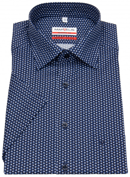 Marvelis Kurzarmhemd - Modern Fit - Print - dunkelblau / hellblau / weiß - 7259 32 18 