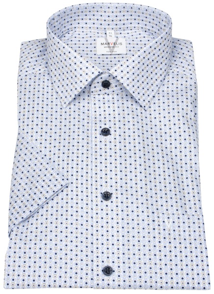 Marvelis Kurzarmhemd - Modern Fit - Print - Kontrastknöpfe - mehrfarbig - 7235 72 11 