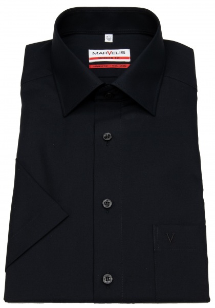 Marvelis Kurzarmhemd - Modern Fit - schwarz - 4700 12 68 