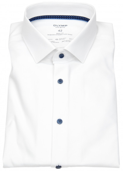 OLYMP Hemd - Level 5  - 24 / Seven Shirt - Kontrastknöpfe - weiß - langer Arm 69cm - 2054 39 00 