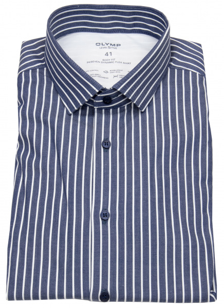 OLYMP Hemd - Level 5  - 24 / Seven Shirt - Streifen - dunkelblau / weiß - 2076 24 18 