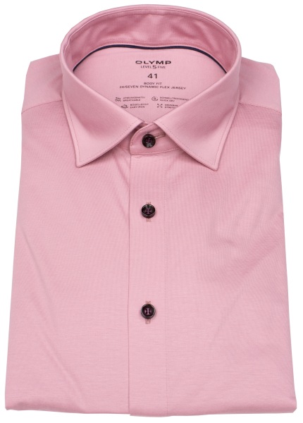 OLYMP Hemd - Level 5 Body Fit - 24/7 Flex Jersey - mauve - 2008 64 93 