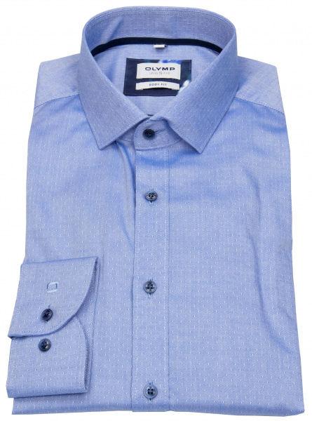 OLYMP Hemd - Level 5 Body Fit - Kontrastknöpfe - blau - 2120 34 19 