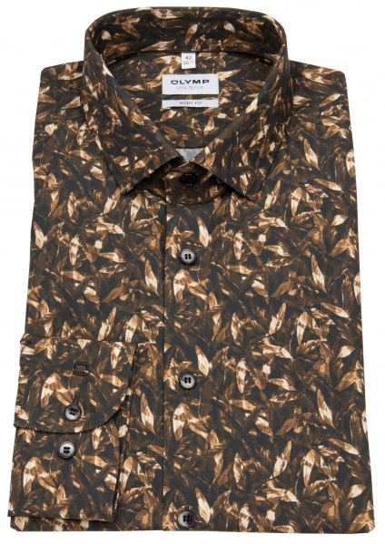 OLYMP Hemd - Level 5 Body Fit - Print - braun - 2122 24 28 