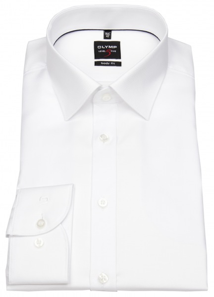OLYMP Hemd - Level 5 Body Fit - Twill - besonders blickdicht - weiß - 0763 64 00 