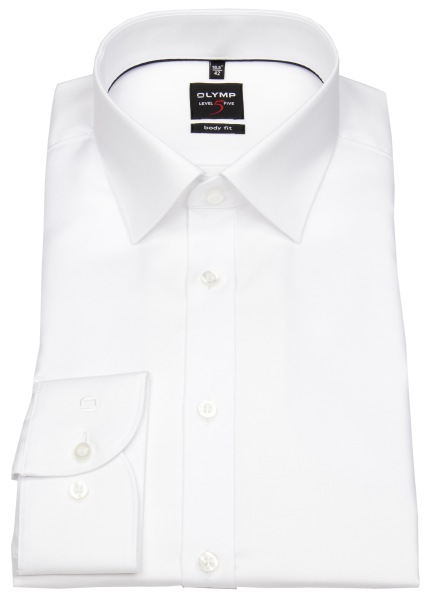 OLYMP Hemd - Level 5 Body Fit - Twill - besonders blickdicht - weiß - ohne OVP - 0763 64 00 