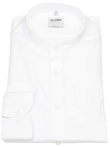 OLYMP Hemd - Level 5 - Stehkragen - Twill - besonders blickdicht - weiß - 2146 84 00 