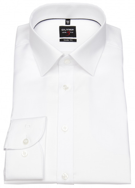OLYMP Hemd - Level 5 - Twill - besonders blickdicht - weiß - extra langer 69cm Arm - 0763 69 00 