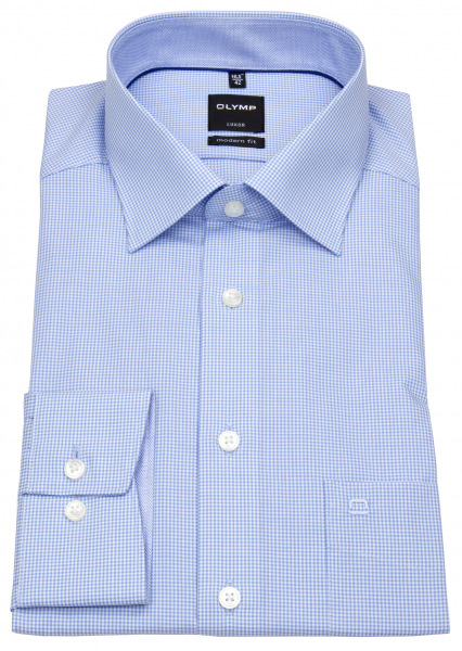 OLYMP Hemd - Luxor Modern Fit - fein kariert - hellblau / weiß - 3390 64 11 