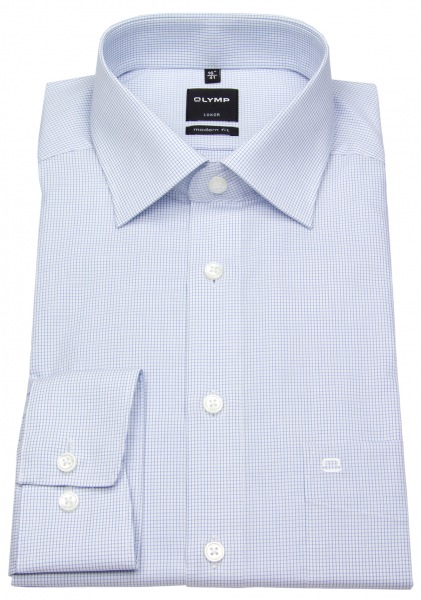 OLYMP Hemd - Luxor Modern Fit - Gitterkaro - hellblau - Arm 69cm - 0316 69 11 