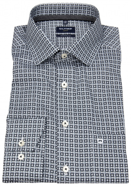 OLYMP Hemd - Luxor Modern Fit - Kentkragen - schwarz / grau / weiß - 1268 24 68 