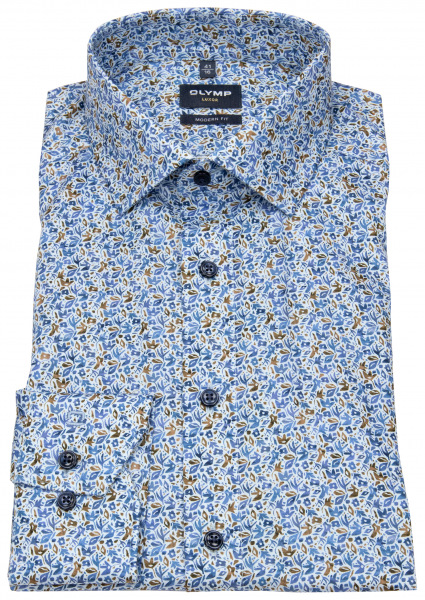 OLYMP Hemd - Luxor Modern Fit - Print - blau - 1263 24 22 