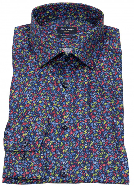 OLYMP Hemd - Luxor Modern Fit - Print - blau / rot - 1263 24 35 