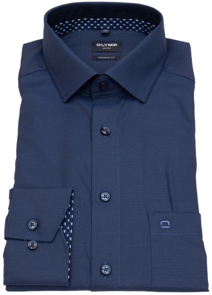 OLYMP Hemd - Modern Fit - Struktur - dunkelblau - extra langer 69cm Arm - 1262 49 14 