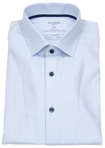 OLYMP Hemd - No. 6 Super Slim - 24 / Seven - Kontrastknöpfe - hellblau - 2519 24 11 
