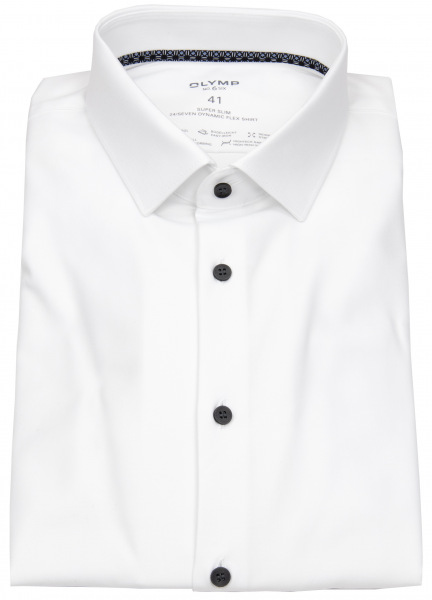 OLYMP Hemd - No. 6 Super Slim - 24 / Seven - Kontrastknöpfe - weiß - 2525 24 00 