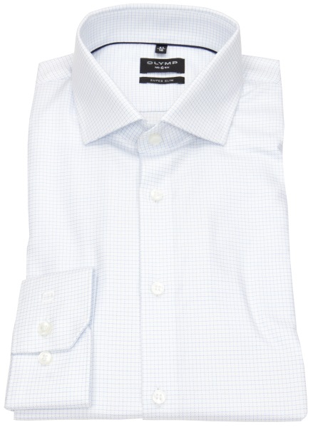 OLYMP Hemd - No. Six Super Slim - kariert - hellblau - extra langer 69cm Arm - ohne OVP - 2588 89 00 