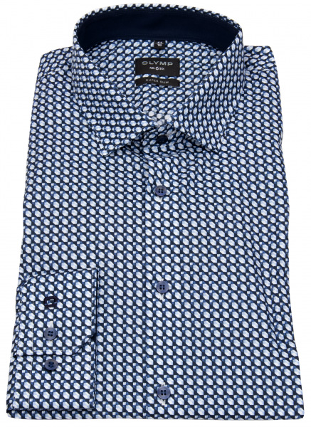OLYMP Hemd - No. Six Super Slim - Print - dunkelblau / blau / weiß - 2535 24 18 