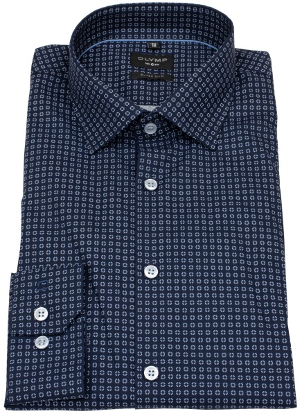 OLYMP Hemd - No. Six Super Slim - Print- dunkelblau / hellblau - 2504 74 18 